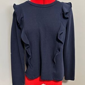 J.Crew Mercantile ruffled navy sweatshirt. Size small